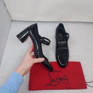 CHRISTIAN LOUBOUTIN Miss Jane Patent Black Buckle Pump Shoe
